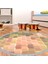 Kaymaz Dijital Mutfak & Salon Halı Trend Saçaklı Yuvarlak Geometrik E5014 Renkli 7