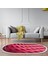 Kaymaz Dijital Mutfak & Salon Halı Trend Saçaklı Oval Geometrik E5017 Pudra 1