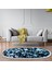 Kaymaz Dijital Mutfak & Salon Halı Star Pamuk Saçaklı Oval Geometrik E5012 Mavi 1