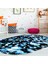 Kaymaz Dijital Mutfak & Salon Halı Star Pamuk Saçaklı Oval Geometrik E5012 Mavi 7