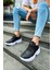 J089 Low Top Lace Up Ortopedik Taban Günlük Cilt Erkek Sneaker Spor Ayakkabı Cbt Siyah 4