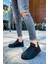J105 Cronus Ortopedik Taban Günlük Cilt Erkek Sneaker Spor Ayakkabı Cst Siyah 1