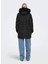 Onlnewellan Quilted Hood Fur Coat O Kapüşonlu Normal Kalıp Düz Siyah Kadın Kaban 4
