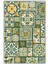 Yeşil Patchwork Seramik Desenli Dokuma Tabanlı Dijital Baskılı Patchwork Halı Antre Halısı 2
