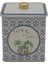 Şık Gri Love Desenli Kare Metal Saklama Kabı 12X12 cm 3