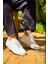J110 Bağcıklı Ortopedik Taban Triko Erkek Spor Sneaker Ayakkabı Bt Beyaz 1