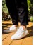 J110 Bağcıklı Ortopedik Taban Triko Erkek Spor Sneaker Ayakkabı Bt Beyaz 3