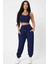Marsilyan- Kadın Lacivert Kaşkorse Cepli Jogger Eşofman Altı ve Crop Top Bluz 4