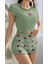 Marsilyan- Yeşil Çilek Desenli Askılı Şortlu Pijama Takım 2