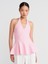 10785 Halter V Yaka Peplum Triko Bluz-Pembe 1