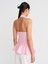 10785 Halter V Yaka Peplum Triko Bluz-Pembe 2