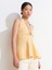 10787 Halter Yaka Metal Detaylı Peplum Triko Bluz-Sarı 5