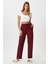 Kadın Teddi Ultra Yumuşak Cepli Bordo Kalp Desen Yılbaşı Pijama Altı 1