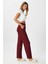 Kadın Teddi Ultra Yumuşak Cepli Bordo Kalp Desen Yılbaşı Pijama Altı 3