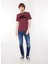 Bisiklet Yaka Baskılı Bordo Erkek T-Shirt M6646 164 Amaranth Red 2