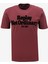 Bisiklet Yaka Baskılı Bordo Erkek T-Shirt M6646 164 Amaranth Red 6