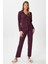 Kadın Secret Extra Soft Lacivert Bordo Çizgili Pijama Takımı 2