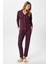 Kadın Secret Extra Soft Lacivert Bordo Çizgili Pijama Takımı 6
