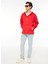 Kırmızı Düz Erkek Kapüşonlu Loose Fit Sweatshirt FS3WM-SWT258 2