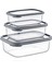 3’lü Dikdörtgen Saklama Seti, Esnek Kapaklı, Sızdırmaz, 400ML, 700ML, 1200ML 2