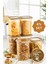6'lı 1,2 Litre Çizgili Desenli Saklama Kabı Seti, Gold Beyaz Serigrafi 1