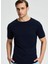Bisiklet Yaka Lacivert Giza Pamuk Triko T-Shirt 1