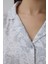Açık Gri Roses Gömlek Yakalı Kısa Kollu Şortlu Pijama Takımı 2