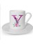 Mor Y Harfi Baskılı Beyaz Türk Kahvesi Fincanı, Şık ve Güzel Tasarım 1
