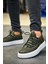 J159 Saturn Ortopedik Taban Günlük Cilt Erkek Sneaker Spor Ayakkabı Cbt Haki 3
