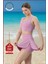 Kadın Alt-Üst Takım Şort & Sabit Pedli Üst Crop Denizde Havuzda Sporda Swimsuit Lila Takım 3107 1