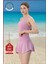 Kadın Alt-Üst Takım Şort & Sabit Pedli Üst Crop Denizde Havuzda Sporda Swimsuit Lila Takım 3107 2
