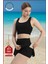 Kadın Siyah Alt-Üst Takım Şort & Sabit Pedli Üst Crop Denizde Havuzda Sporda Swimsuit TAKIM33107 3