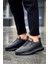 J179 Sporty Runner Ortopedik Taban Günlük Cilt Erkek Sneaker Spor Ayakkabı Cst Siyah 1