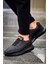 J179 Sporty Runner Ortopedik Taban Günlük Cilt Erkek Sneaker Spor Ayakkabı Cst Siyah 2
