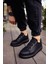 J253 Mirror Non Ortopedik Taban Günlük Cilt Erkek Sneaker Spor Ayakkabı Cst Siyah 3