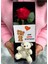 Sevgiliye Ayıcıklı ve Kırmızı Güllü Romantik Hediye Seti Sevgiliye Özel Sevgiliye Çiçek 2