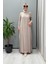 Yanları Düğmeli Cupro Elbise Mink T25Y-4052 1