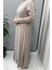 Yanları Düğmeli Cupro Elbise Mink T25Y-4052 2
