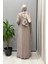 Yanları Düğmeli Cupro Elbise Mink T25Y-4052 3