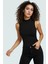 Viskoz Ribana Örme Bluz Dik Yaka Fitted Kalıp Kolsuz Yazlık Modern Stil 1