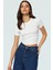 Örme Crop Bluz Bisiklet Yaka Fitted Kalıp Pamuklu Yazlık Kemersiz Uzun Ömürlü 1