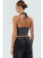 Vücuda Oturan Boyundan Bağlamalı Crop Bluz Polyester Elastan Sandy Dokuma Yüksek Kalite 3