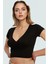 Kısa Kollu Crop Bluz V Yaka Fitted Kalıp Viskoz Kumaş Uzun Ömürlü Dayanıklı Malzeme 3
