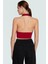 Vücuda Oturan Crop Bluz Boyundan Bağlamalı Örme Kumaş Modern Stil Premium Kalite 3