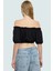 Kadın Polyester Bürümcük Dokuma Crop Bluz Carmen Yaka Kısa Kol Özel Tasarım Zarifane 3