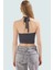 Viskoz Ribana Crop Bluz Halter Yaka Fitted Günlük Stil Profesyonel Görünüm Konforlu Kesim 3