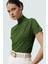 Polyester Elastan Örme Bluz Dik Yaka Fitted Kısa Kollu Yazlık Yüksek Kalite Rahat Kullanım 2