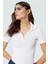 Fitted Vücut Oturan Fermuarlı Polo Yaka Kısa Kollu Bluz %70 Polyester Rahat ve Şık 1
