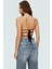 Yazlık Kadın Bluz Dik Yaka Sırt Detaylı Super Crop Örme Polyester Rahat ve Şık Kullanım 3
