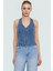 Stretch Denim Bluz Ön Fermuarlı Halter Yaka Regular Günlük Kombinler Özenle Seçilmiş 3